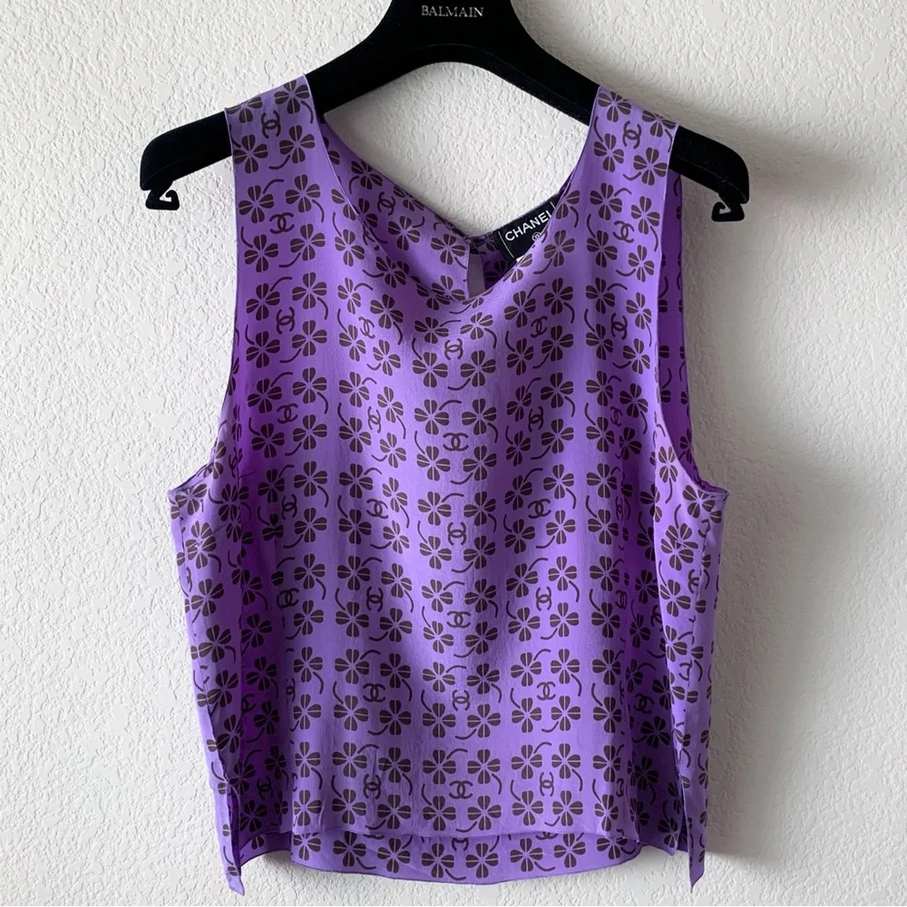 Chanel logo silk blouse